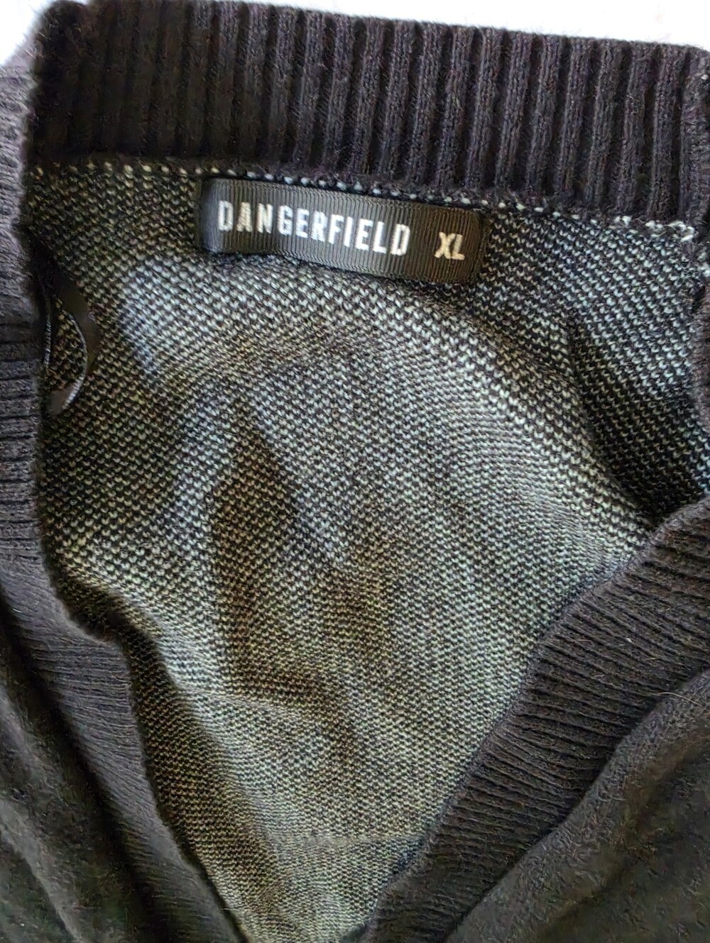Dangerfield Dinosaur Knit Cardigan Sweater XL Cotton Black Green Whimsical Retro - Picture 3 of 8